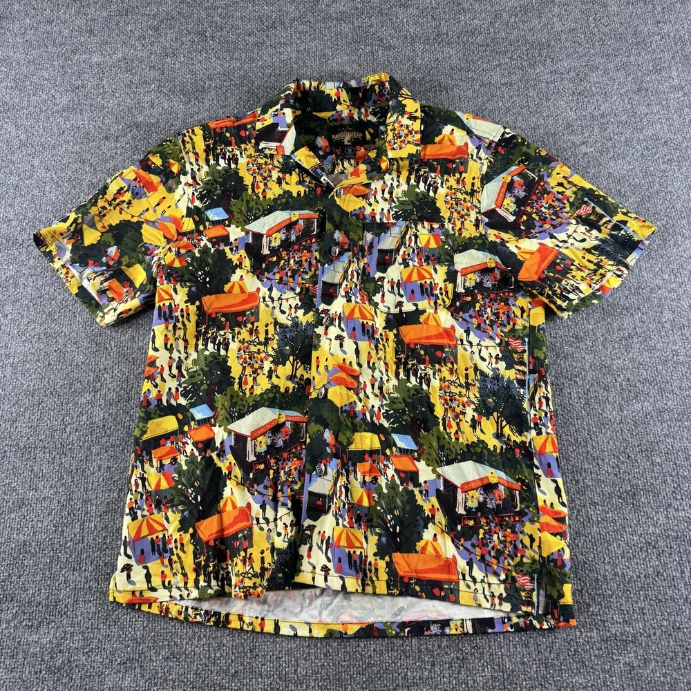 BayouWear Shirt Mens M Multicolor New Orleans Short Sleeve Button Up Rayon